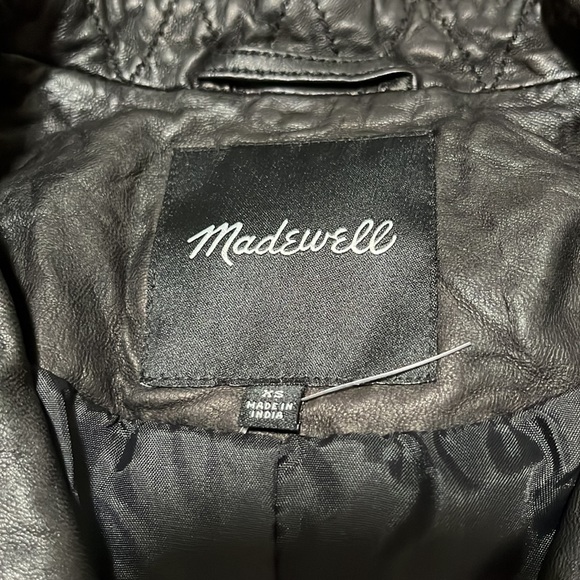 MADEWELL Washed Leather Motorcycle Jacket, BLACK SIZE XS - Picture 9 of 11